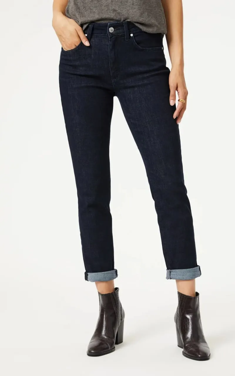Mavi- Kathleen Slim Boyfriend in Solid Rinse Feather Blue 28" Length