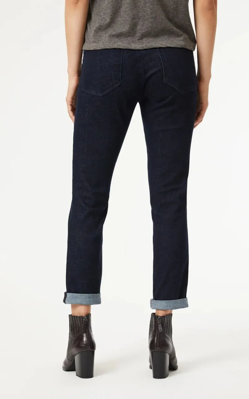 Mavi- Kathleen Slim Boyfriend in Solid Rinse Feather Blue 28" Length