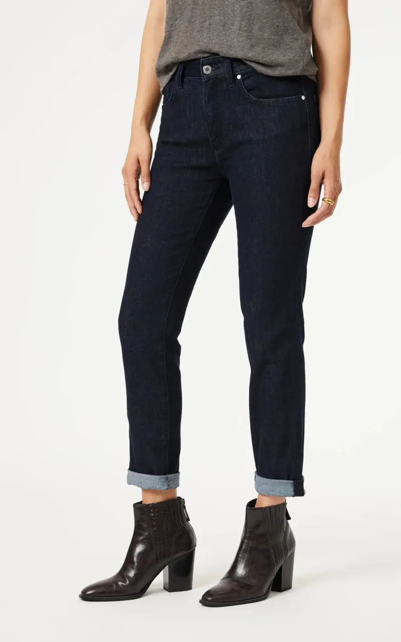 Mavi- Kathleen Slim Boyfriend in Solid Rinse Feather Blue 28" Length