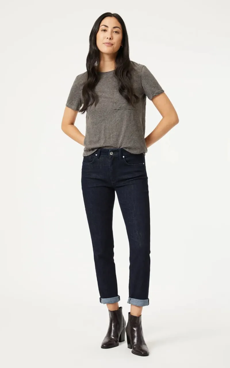 Mavi- Kathleen Slim Boyfriend in Solid Rinse Feather Blue 28" Length