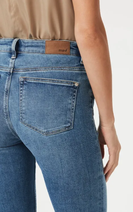 Mavi Kendra Straight Leg Jeans in Mid Brushed Feather Blue