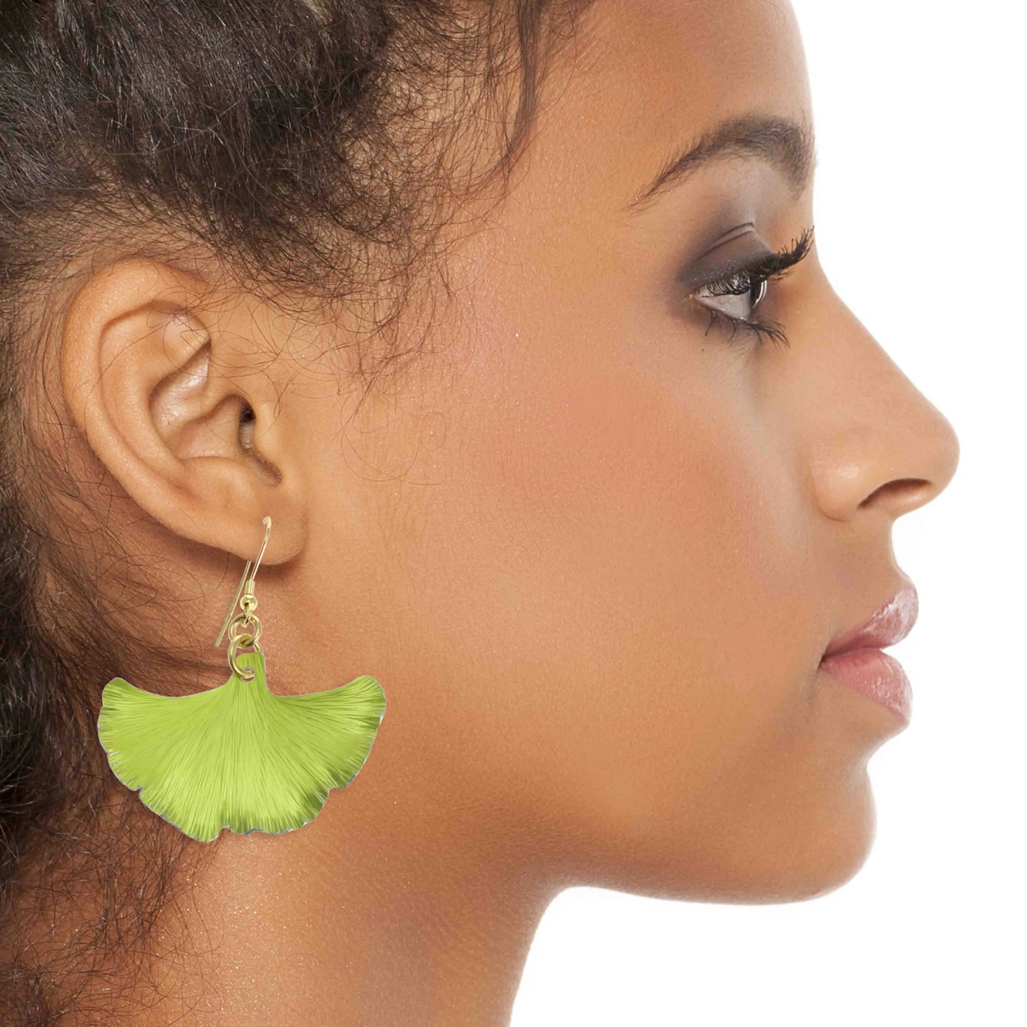 Medium Sour Candy Apple Anodized Aluminum Ginkgo Leaf Earrings