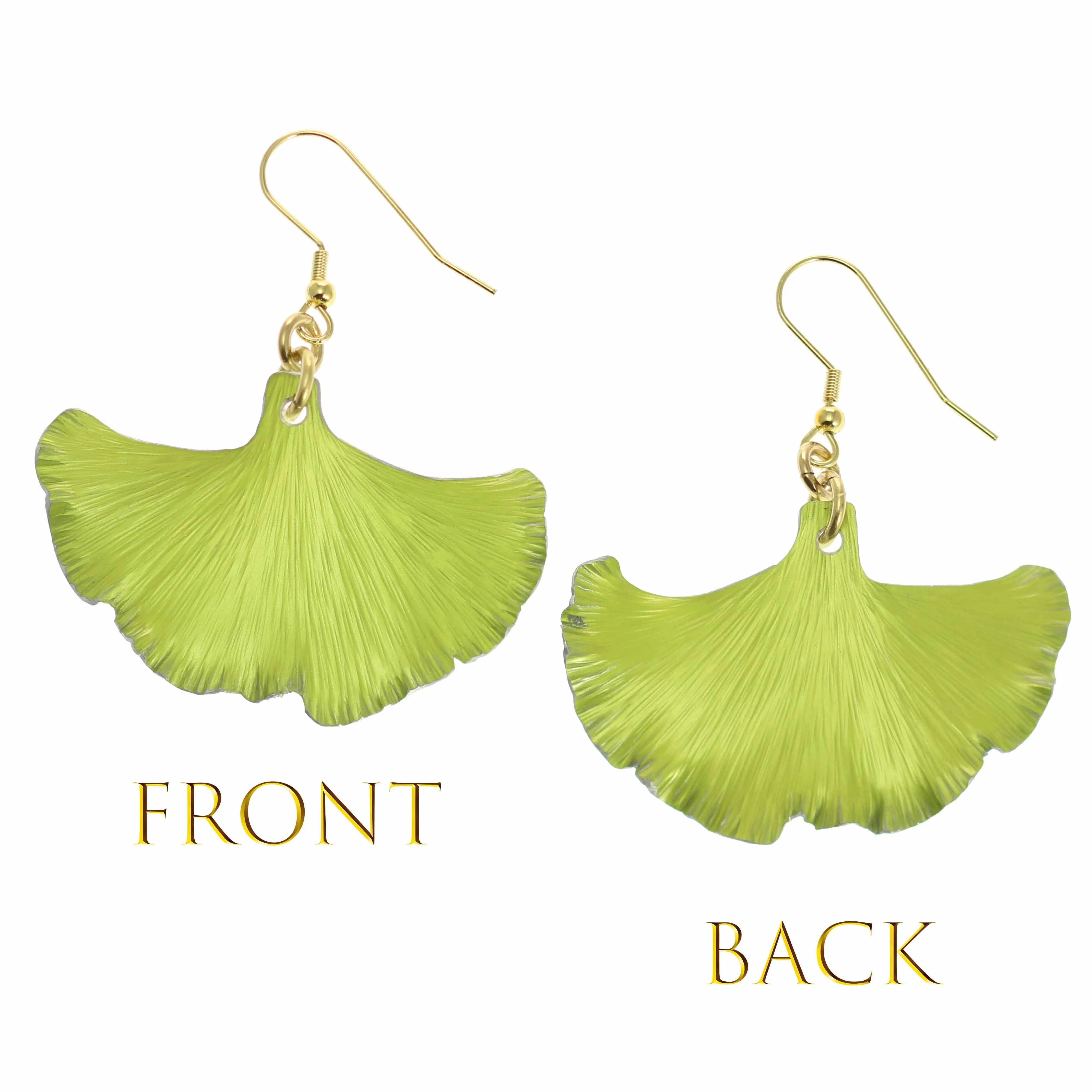 Medium Sour Candy Apple Anodized Aluminum Ginkgo Leaf Earrings