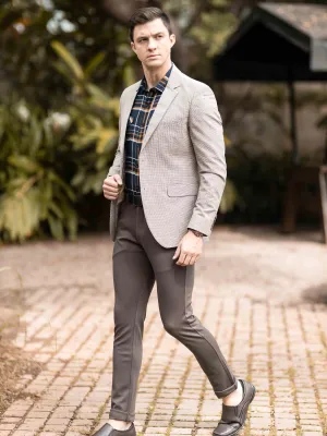 Men's Khaki Slim Fit Printed Casual Blazer