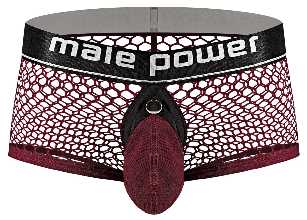 Mens Male Power Ring Boxer Shorts Burgundy