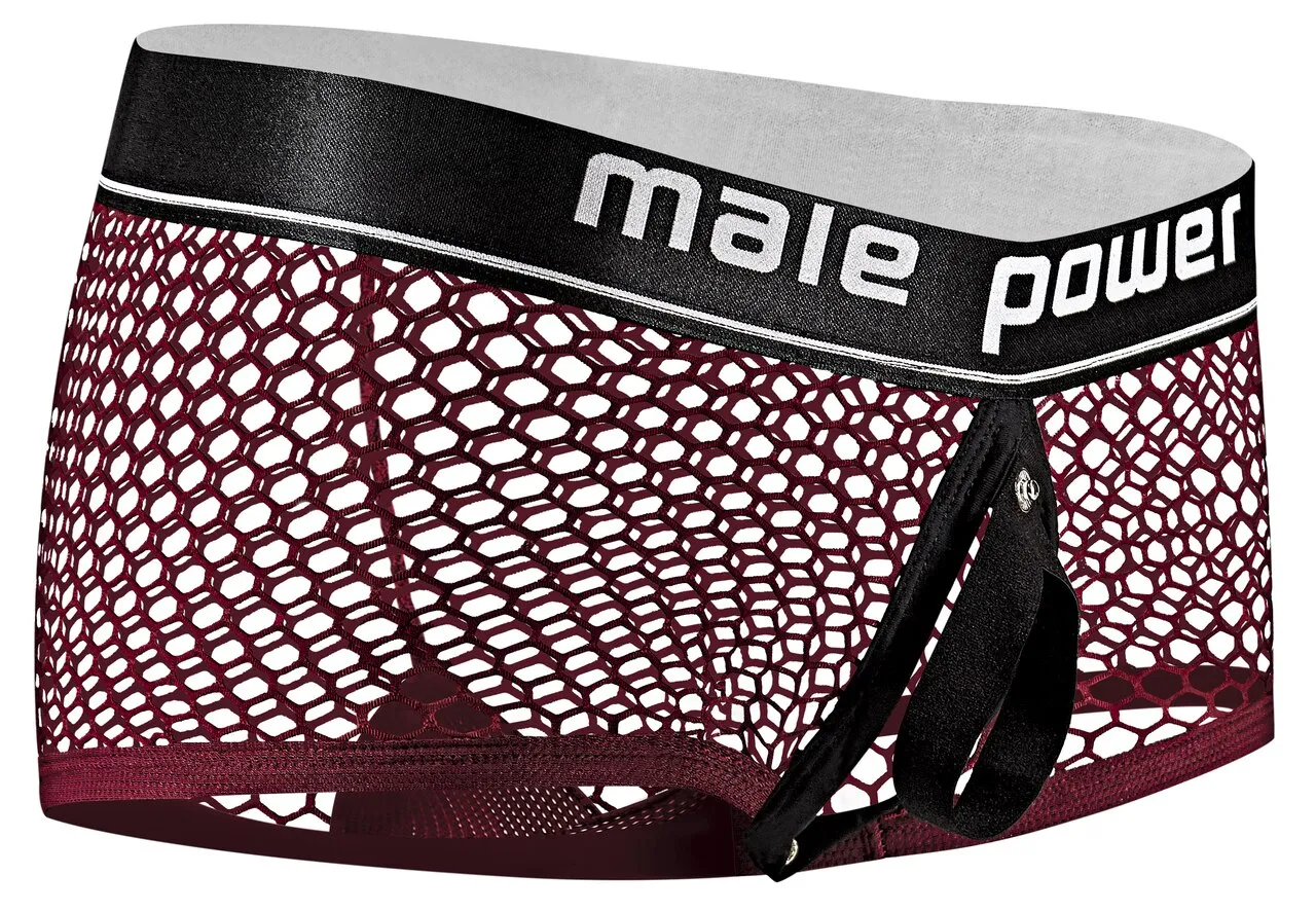 Mens Male Power Ring Boxer Shorts Burgundy