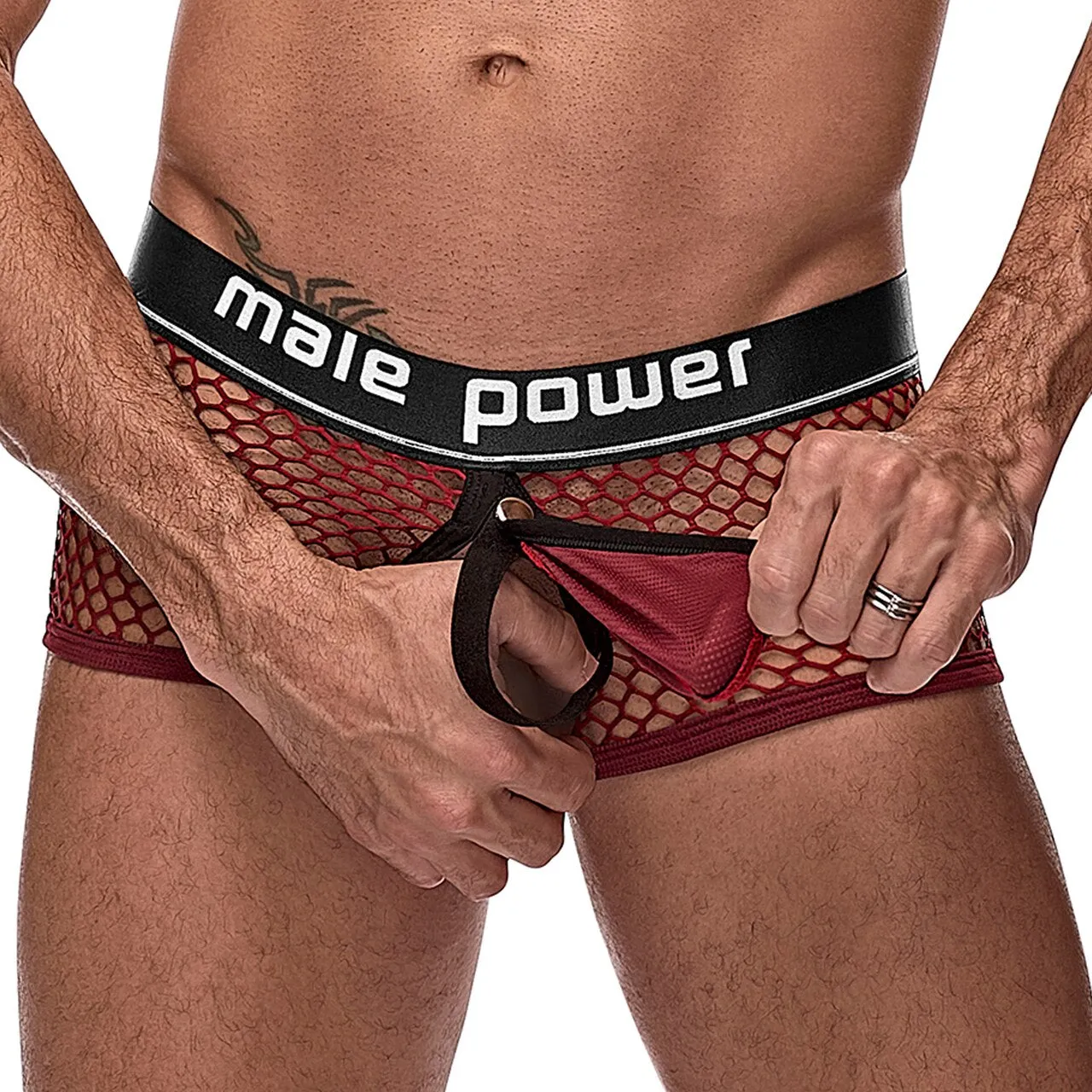 Mens Male Power Ring Boxer Shorts Burgundy
