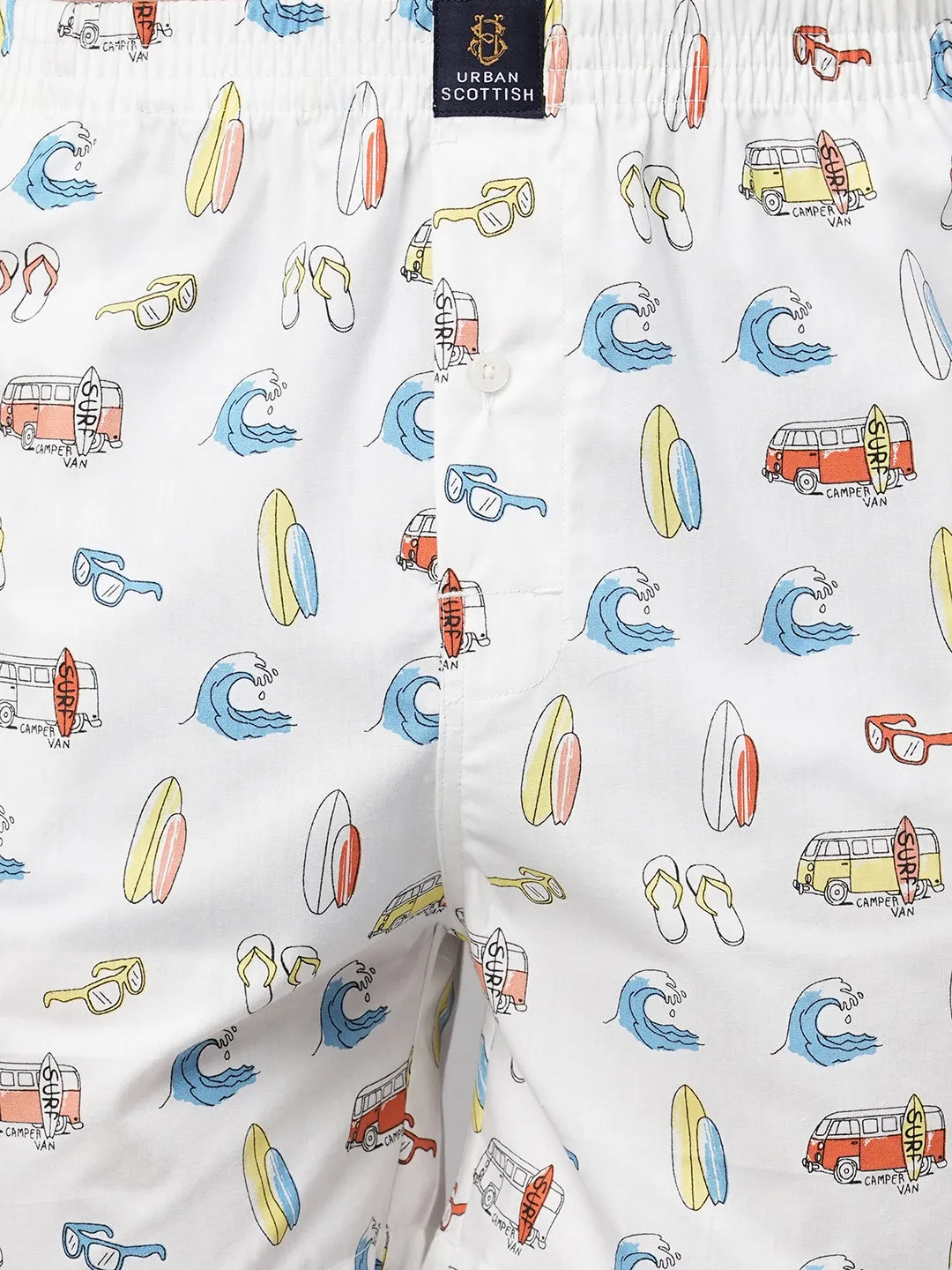Men's Multicolor, 100% Cotton, Printed, Regular Fit, Inner Elastic, Mid-Rise, Boxers