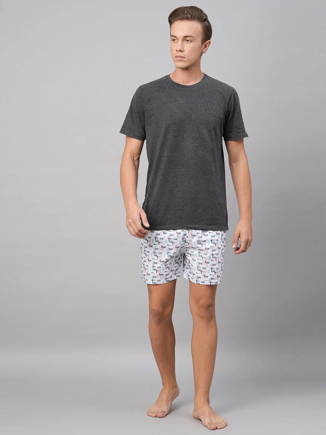 Men's Multicolor, 100% Cotton, Printed, Regular Fit, Inner Elastic, Mid-Rise, Boxers