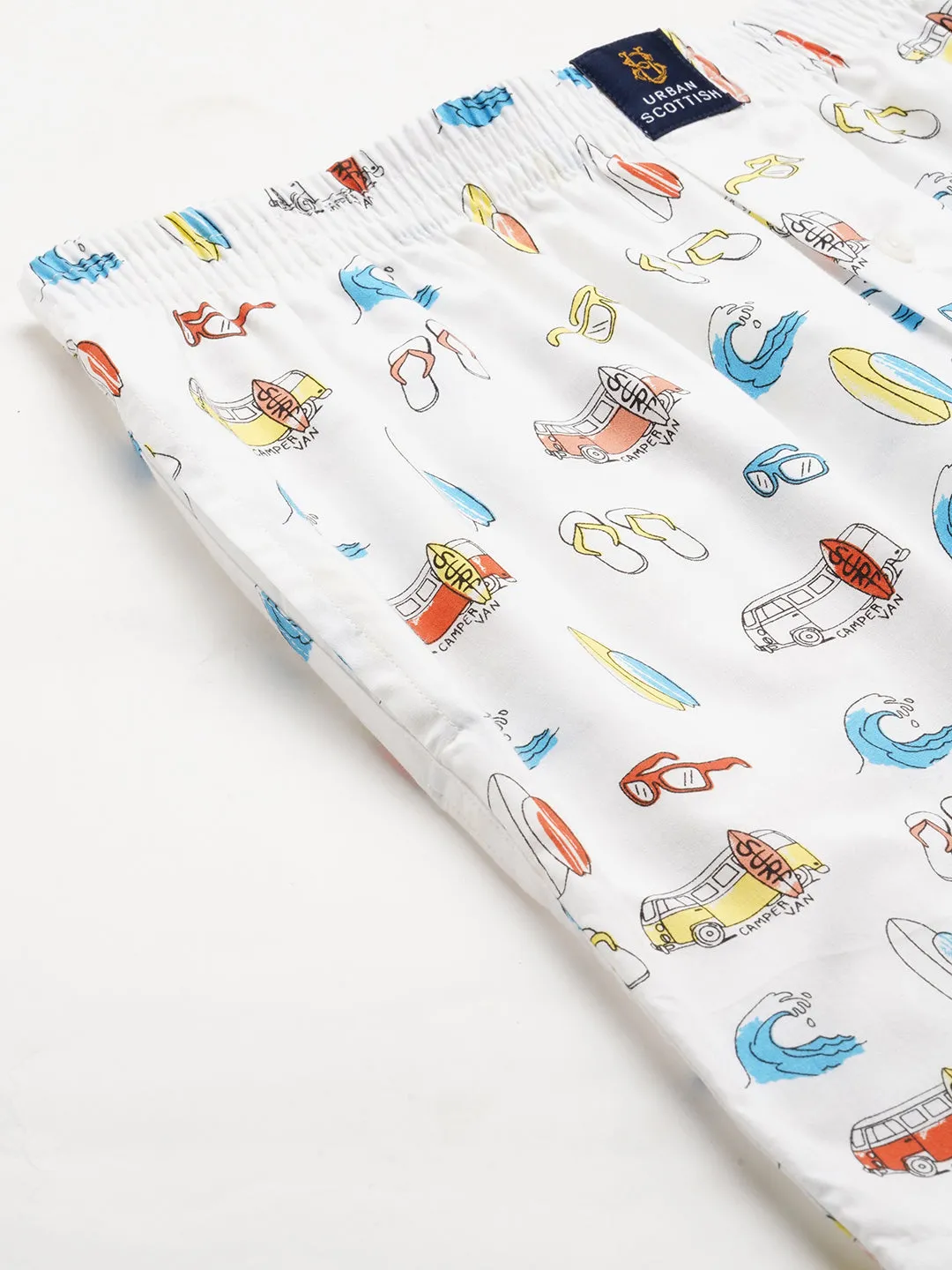 Men's Multicolor, 100% Cotton, Printed, Regular Fit, Inner Elastic, Mid-Rise, Boxers