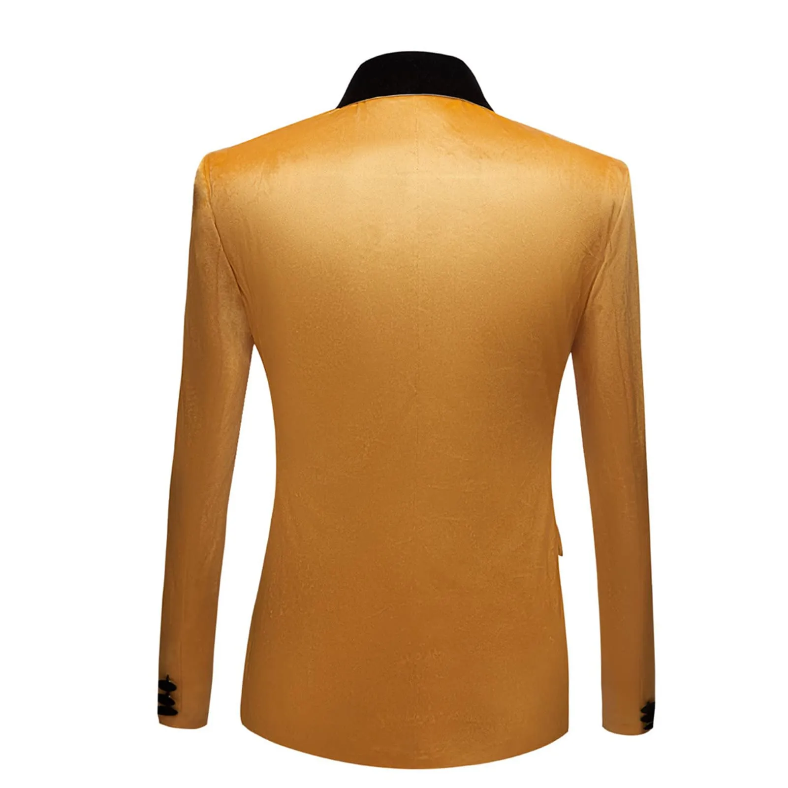 Men's Premium Velvet Blazer Jacket Slim Fit Solid Shawl Lapel Tuxedo Suit One Button Dinner Party Prom Sport Coat (Yellow,X-Small)