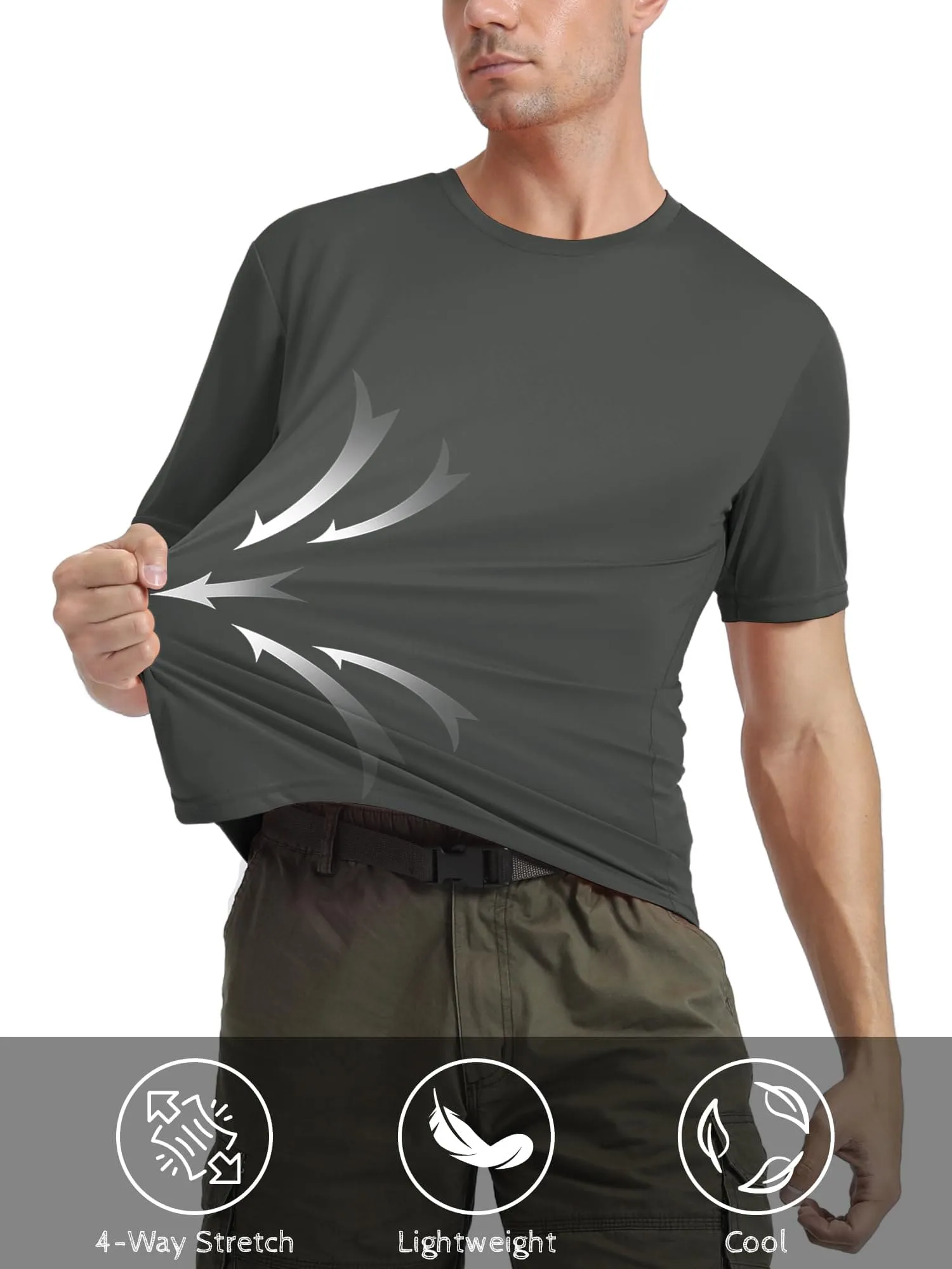 Mens Running Shirts Short Sleeve T-Shirt UPF 50  Moisture Wicking Hiking Shirts Dry Fit Tee Shirts Outdoor Shirts for Men Dark