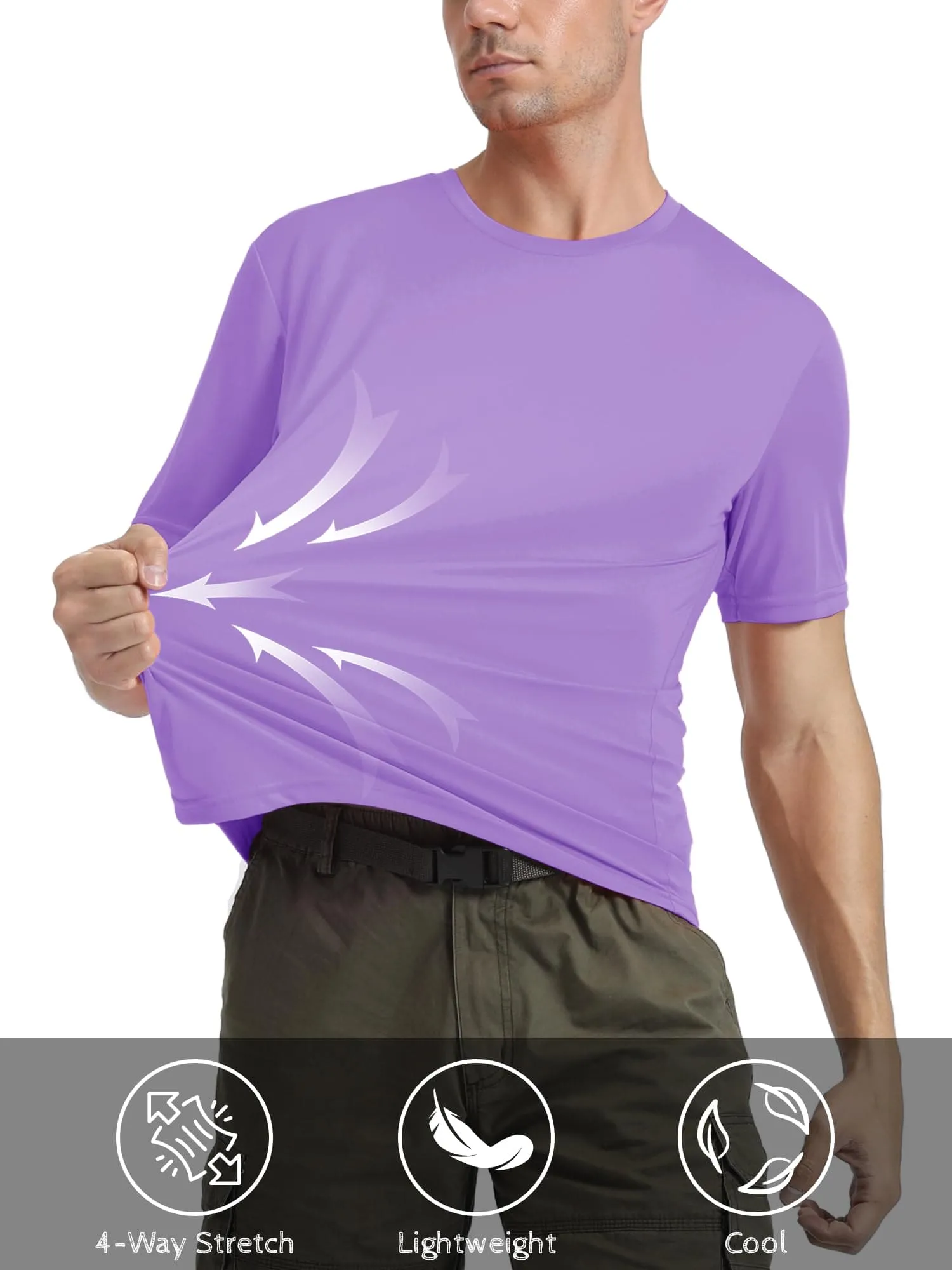 Mens Short Sleeve Shirts SPF 50  Lightweight T-Shirt Sun Protection Rash Guards Shirts Gym Base Layer Shirts Running Shirts Active Shirts