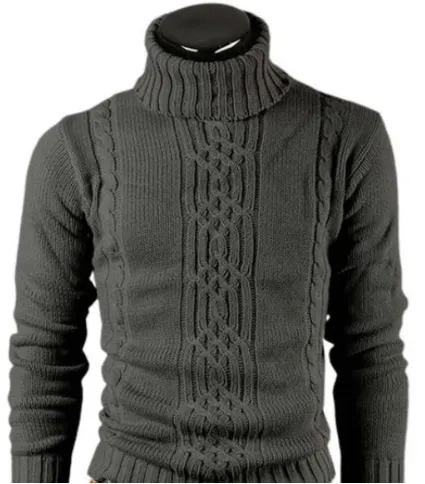Men's Traditional Cable Knit Turtleneck Sweater