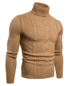 Men's Traditional Cable Knit Turtleneck Sweater