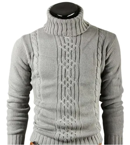 Men's Traditional Cable Knit Turtleneck Sweater