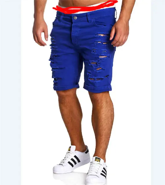 Men's Washed Denim Chino Fashion Shorts - Ripped Style