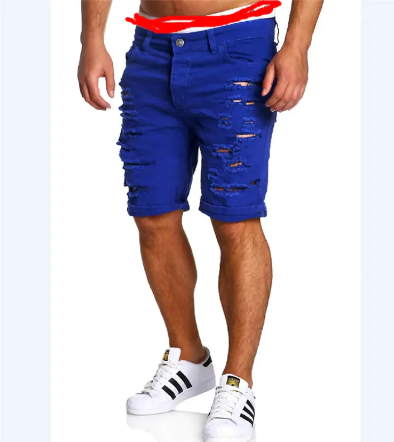 Men's Washed Denim Chino Fashion Shorts - Ripped Style