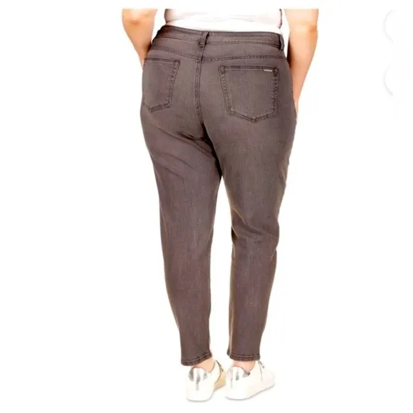 MICHAEL Michael Kors High-Rise Straight Skinny Selma Jeans In Charcoal W…