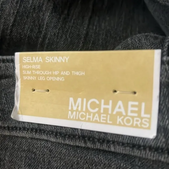 MICHAEL Michael Kors High-Rise Straight Skinny Selma Jeans In Charcoal W…