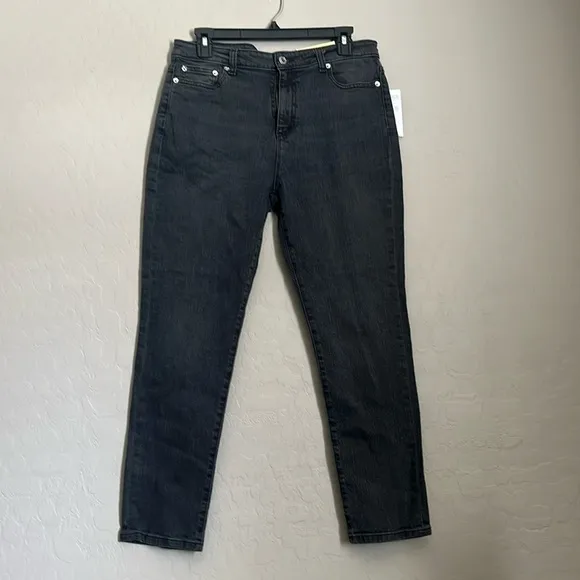 MICHAEL Michael Kors High-Rise Straight Skinny Selma Jeans In Charcoal W…