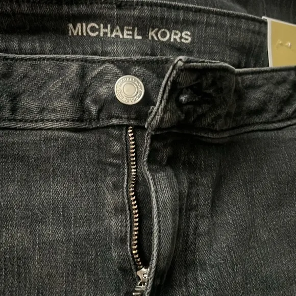 MICHAEL Michael Kors High-Rise Straight Skinny Selma Jeans In Charcoal W…