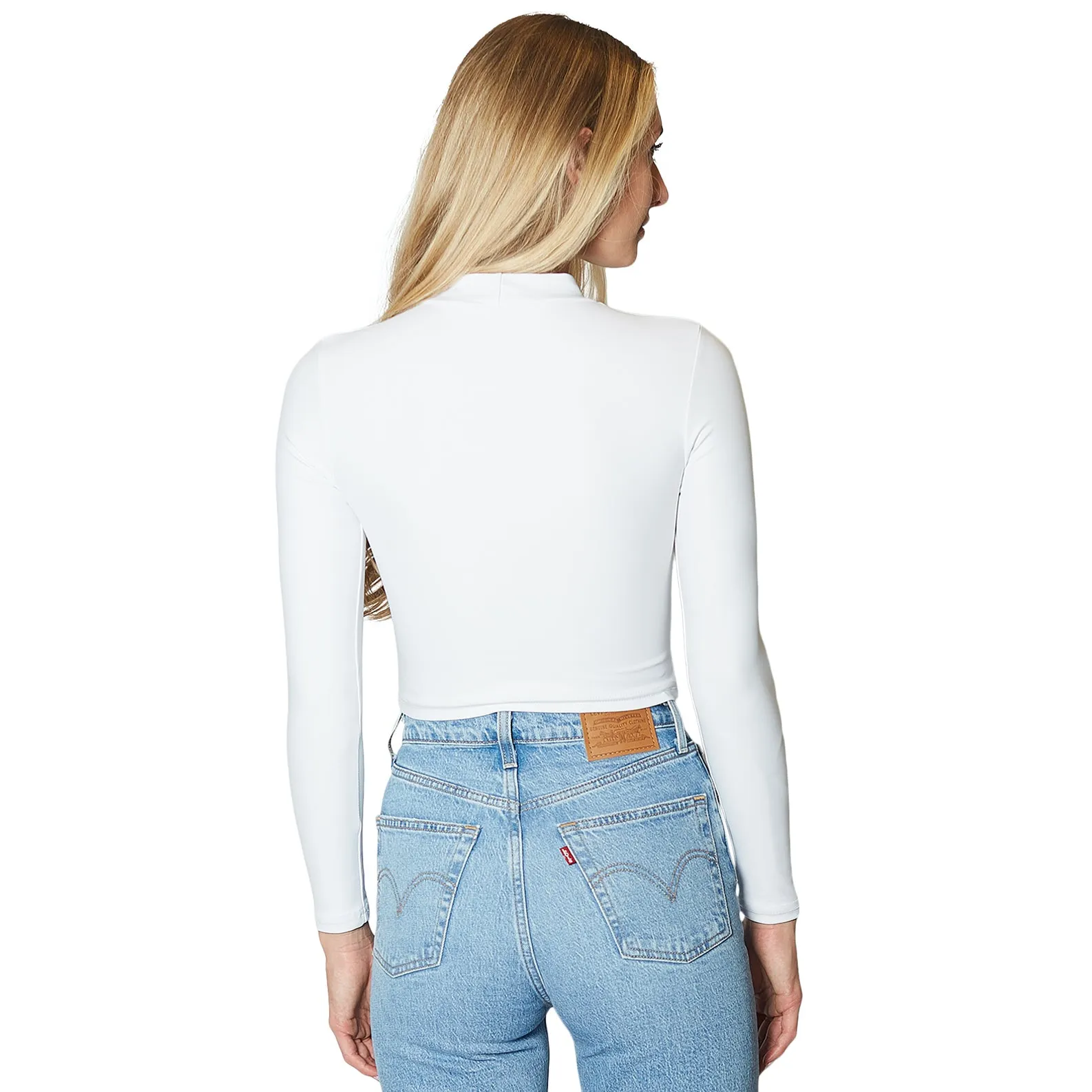 Michigan State White Mock Neck Top