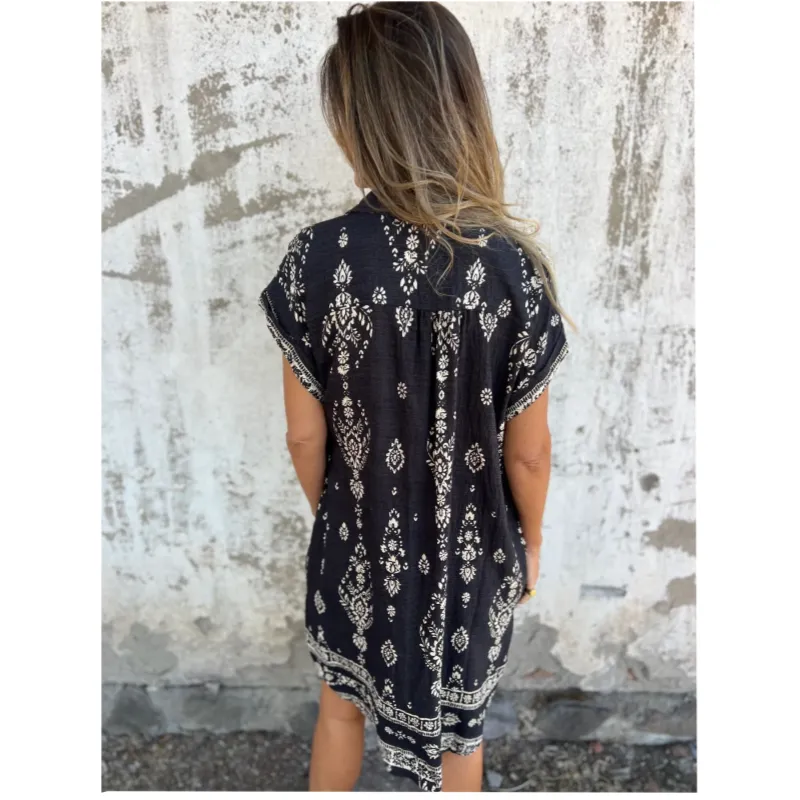 MIKELA - RELAXED FIT PRINTED DRESS WITH POCKETS
