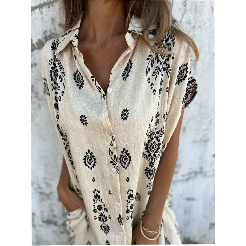MIKELA - RELAXED FIT PRINTED DRESS WITH POCKETS