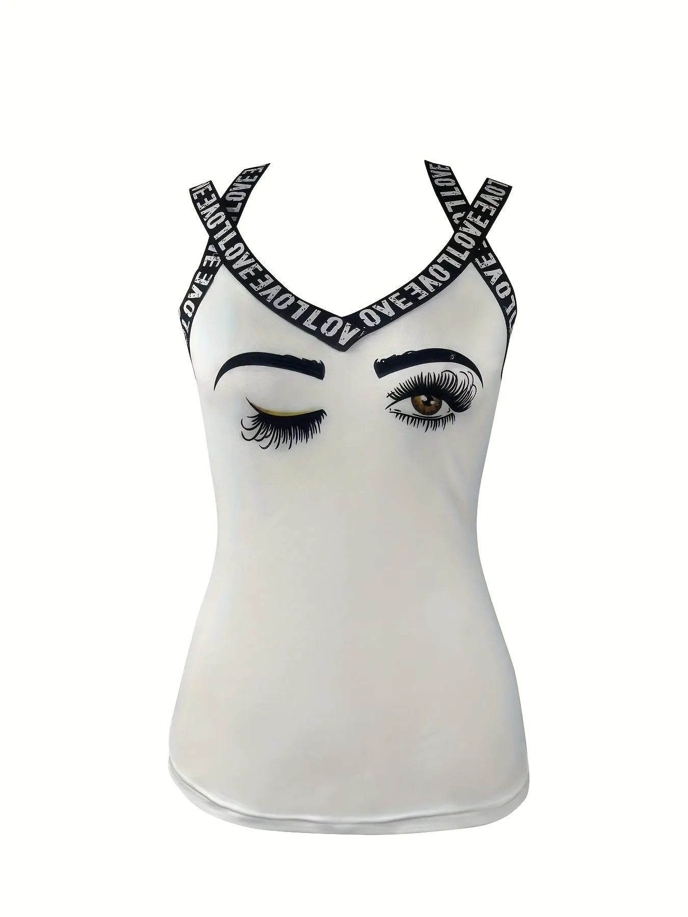 Mila - Mouwloze Tanktop Met Lettertape en Schedelprint, Casual Dameskleding