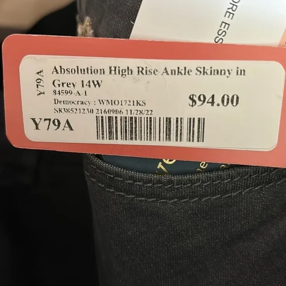Modern &quot;Ab&quot;solution® High Rise Ankle Length Grey Plus Skinny Jeans