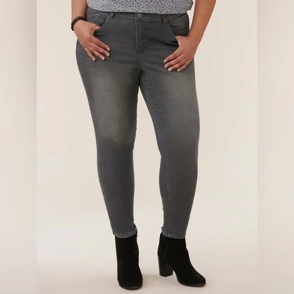Modern &quot;Ab&quot;solution® High Rise Ankle Length Grey Plus Skinny Jeans