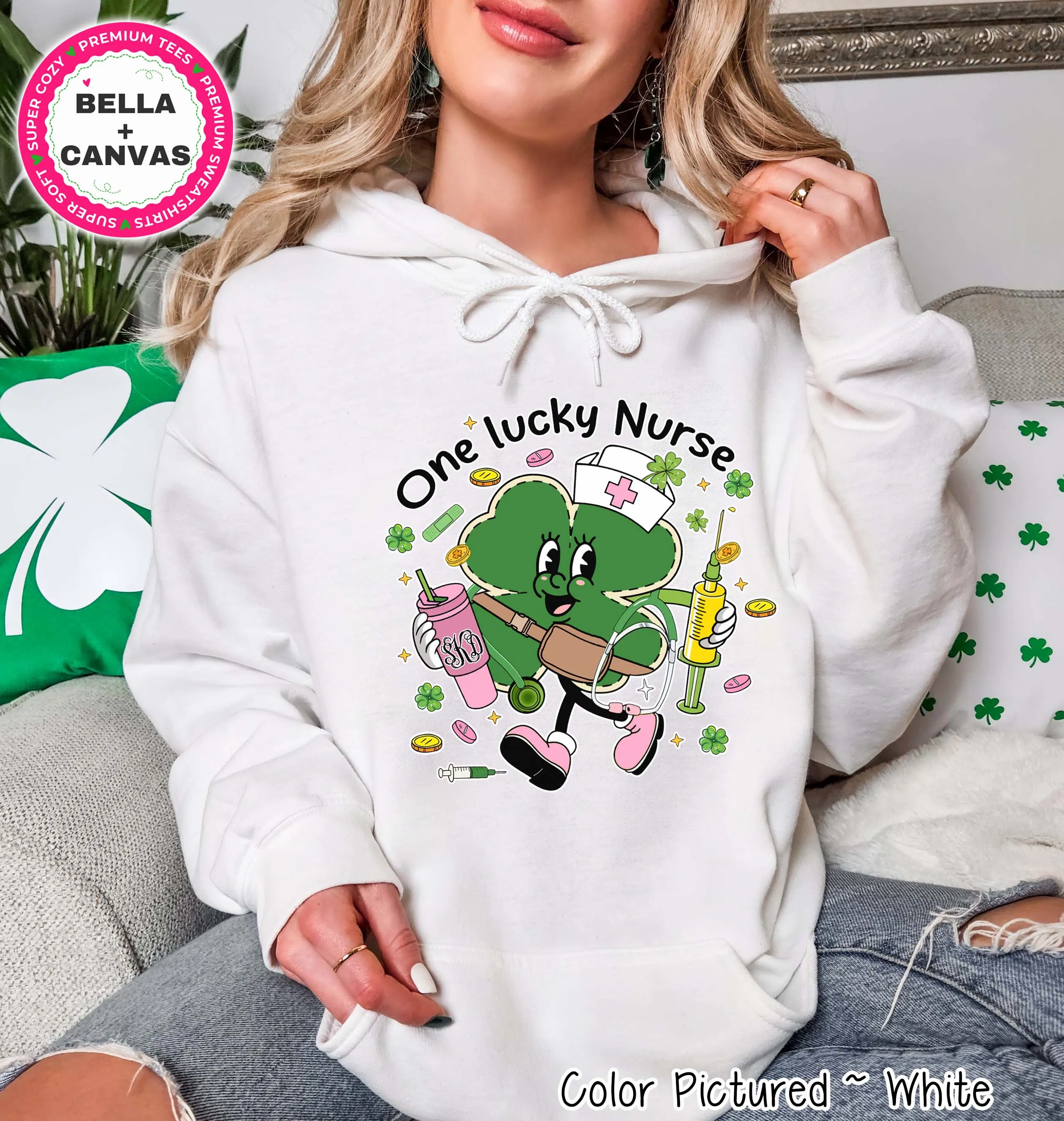 Monogram One Lucky Nurse St Patricks Day Tee or Sweatshirt