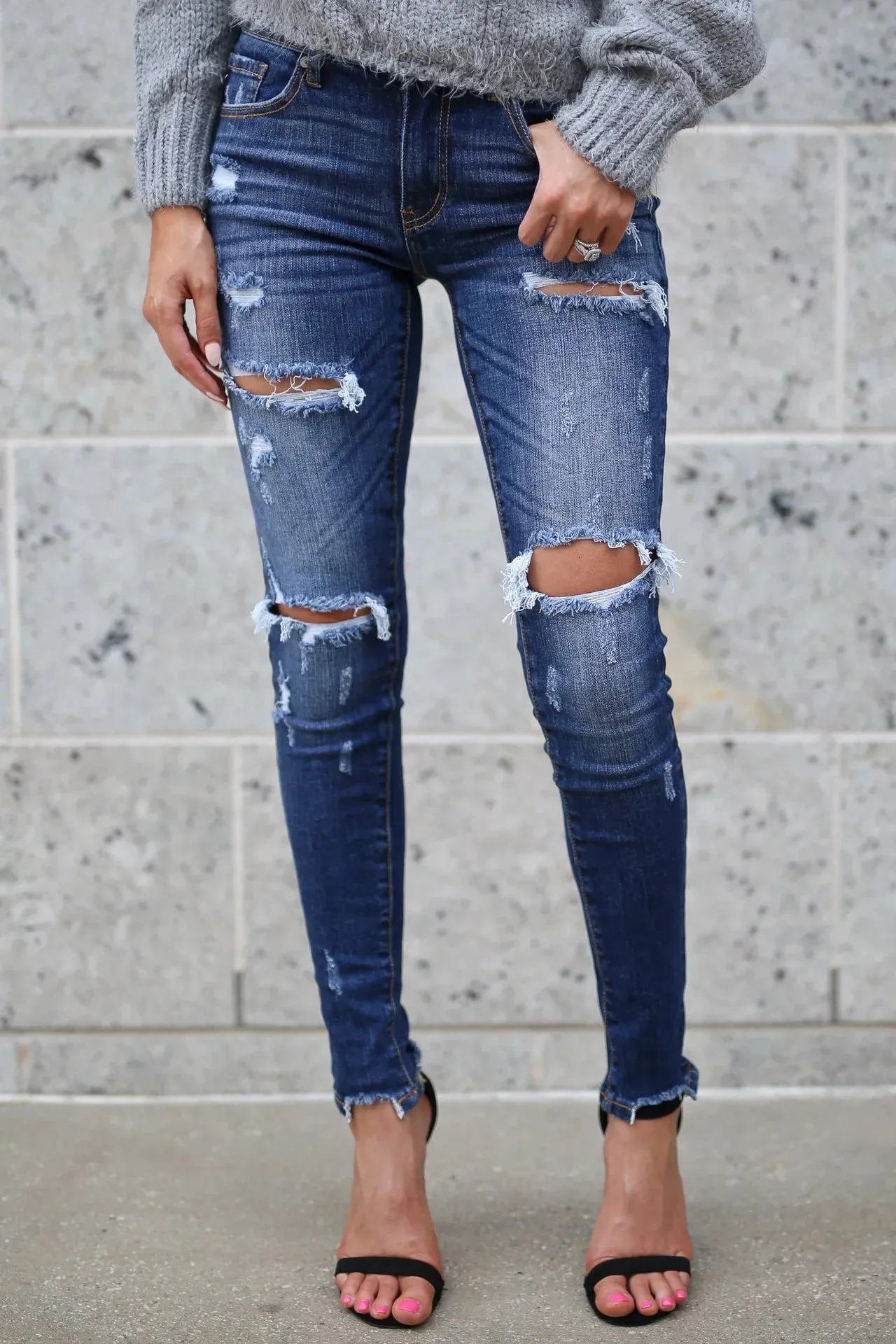 Moto Biker Jeans Women Locomotive Gray Black High Street Skinny Denim Pants Distressed Vintage Slim Ripped Pleated Kot Pantolon