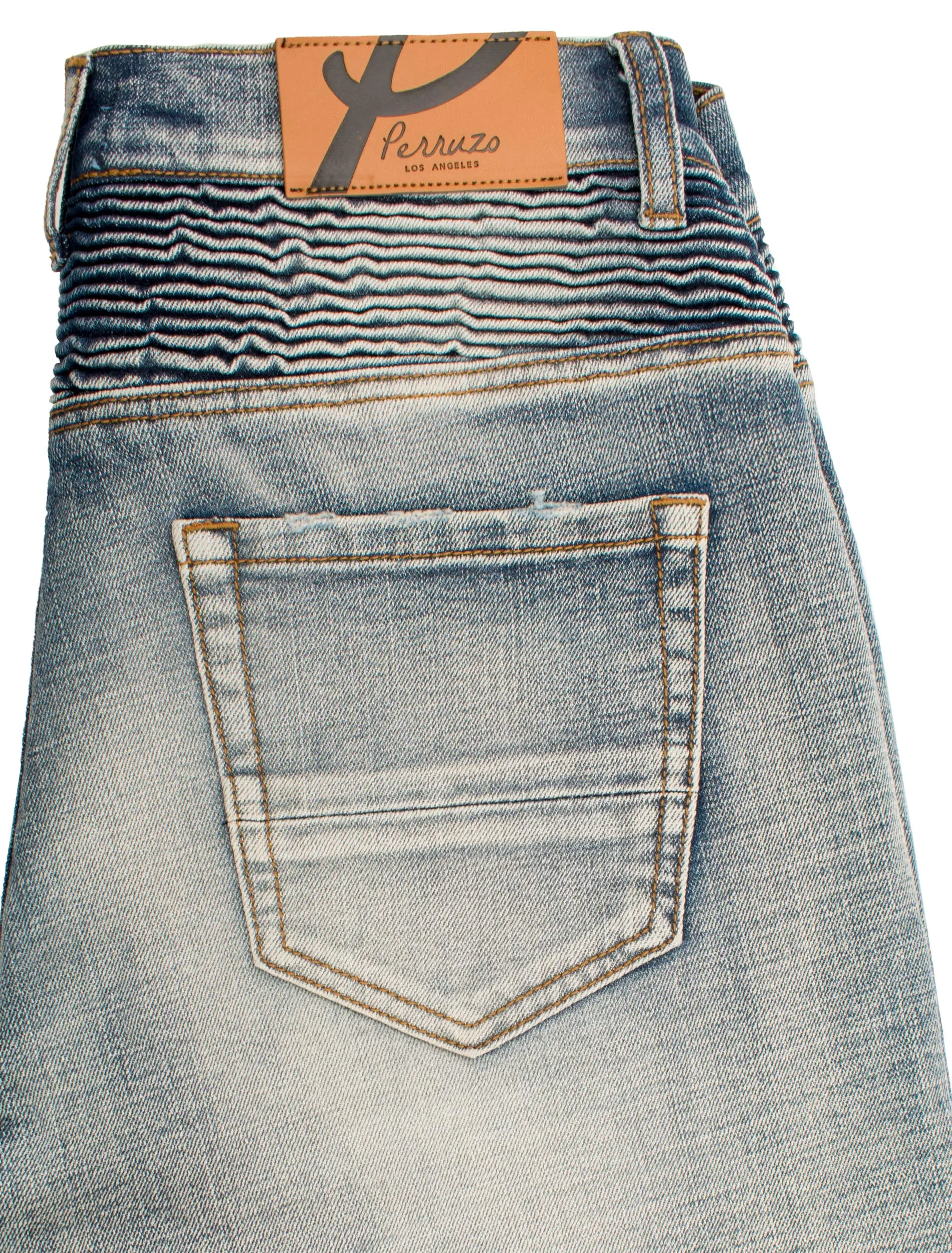 Moto Shorts  in distressed Blue