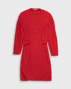 Mugler red long sleeve dress