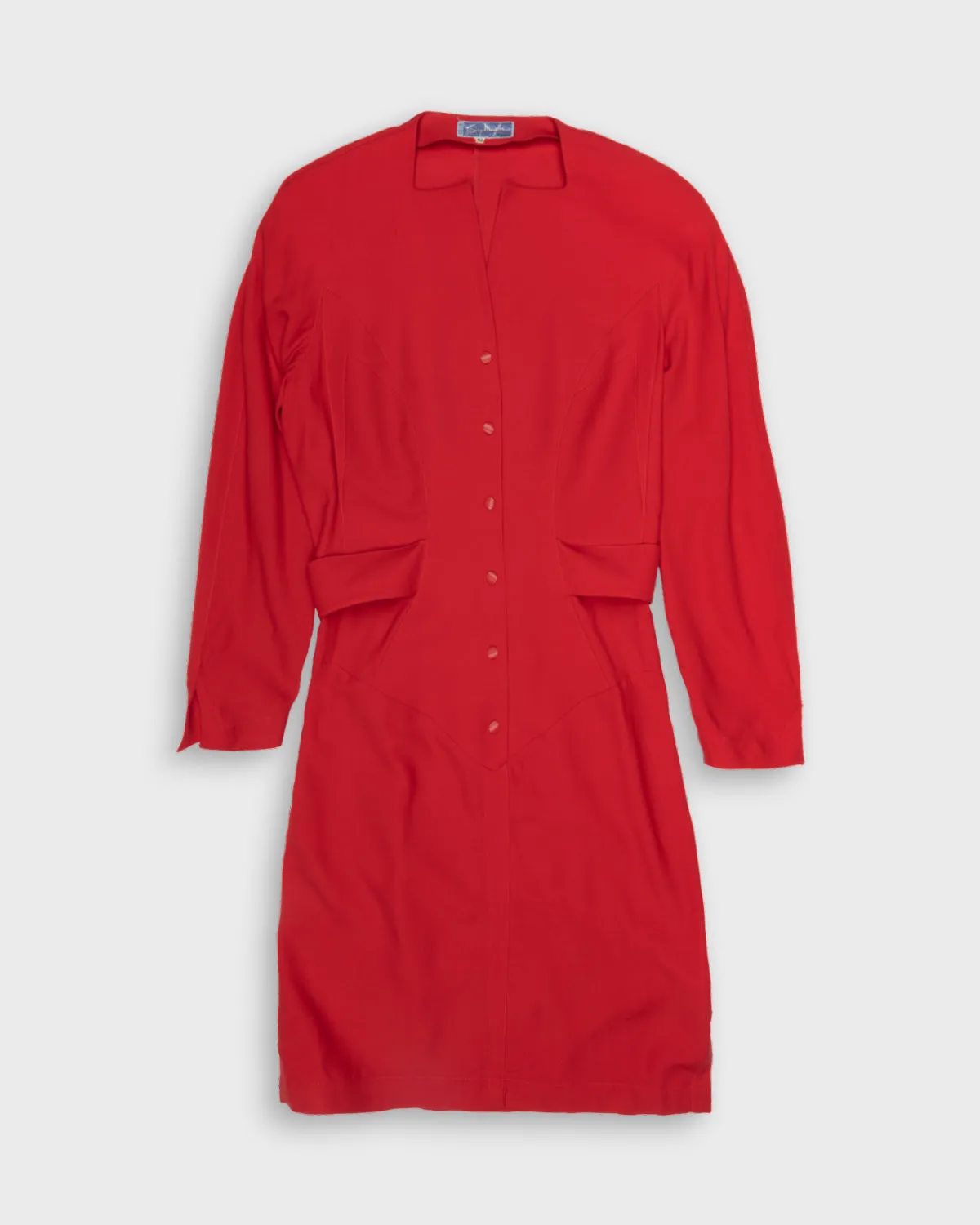 Mugler red long sleeve dress