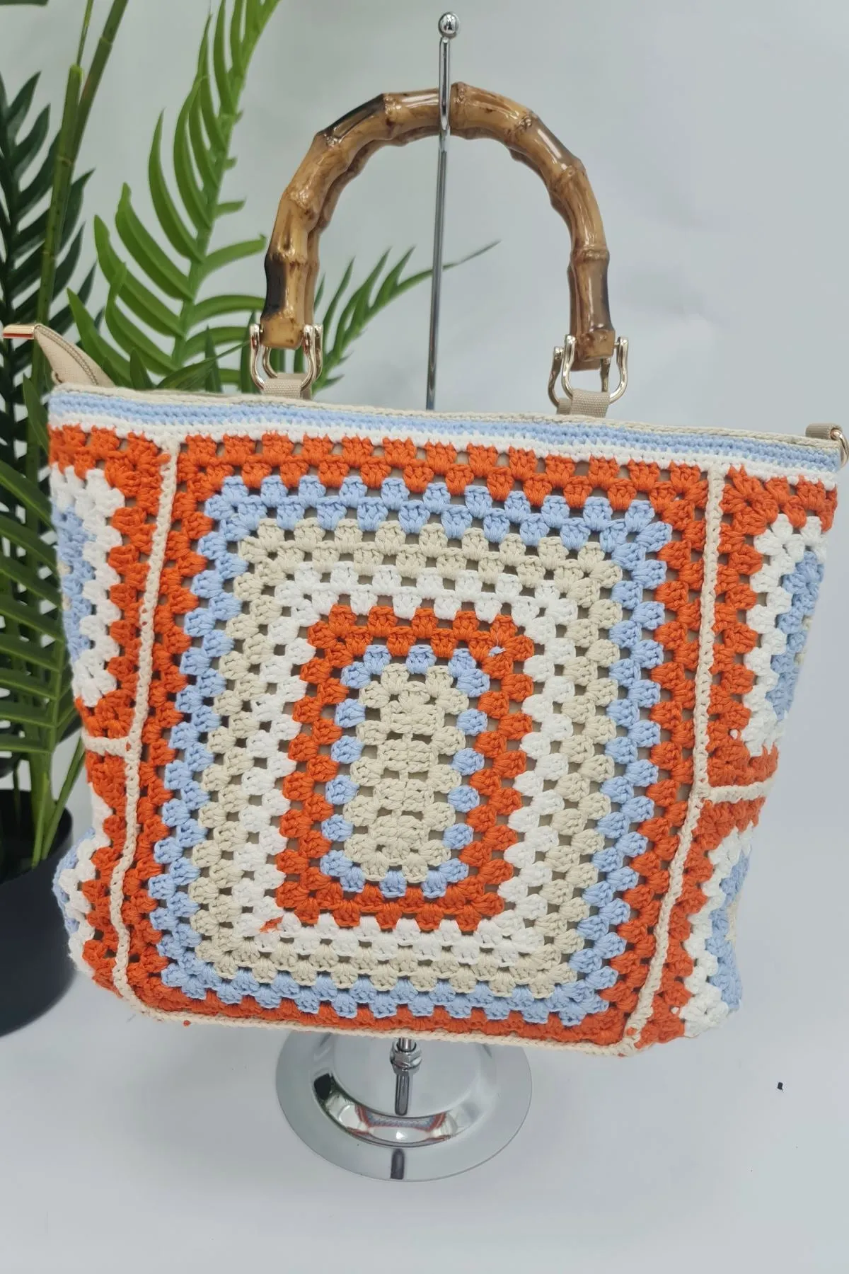 Multi Color Crochet Shoulder Bag