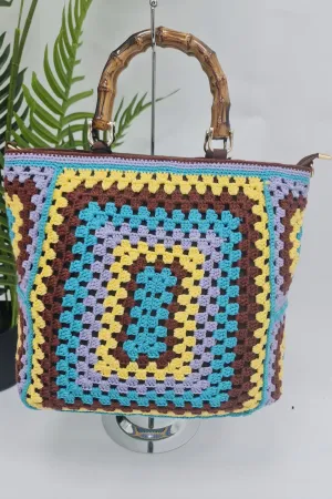 Multi Color Crochet Shoulder Bag