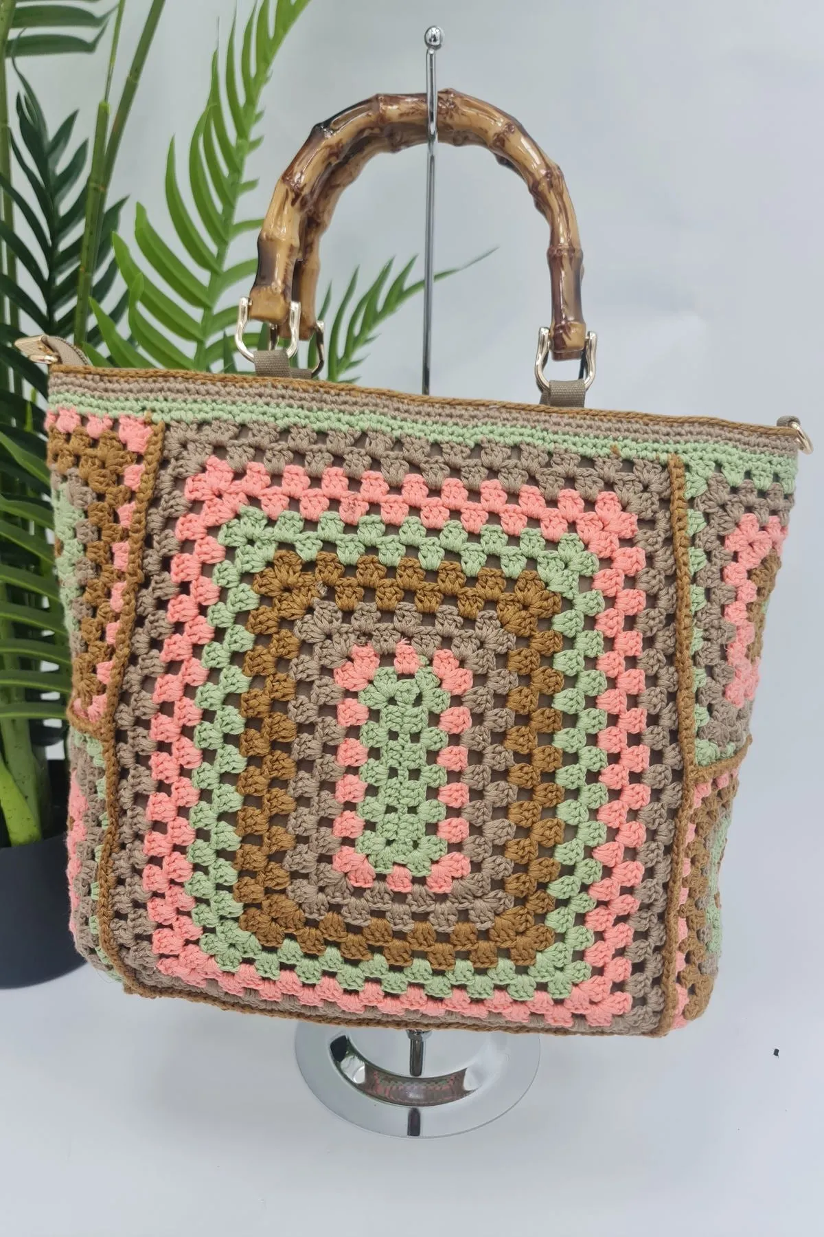 Multi Color Crochet Shoulder Bag