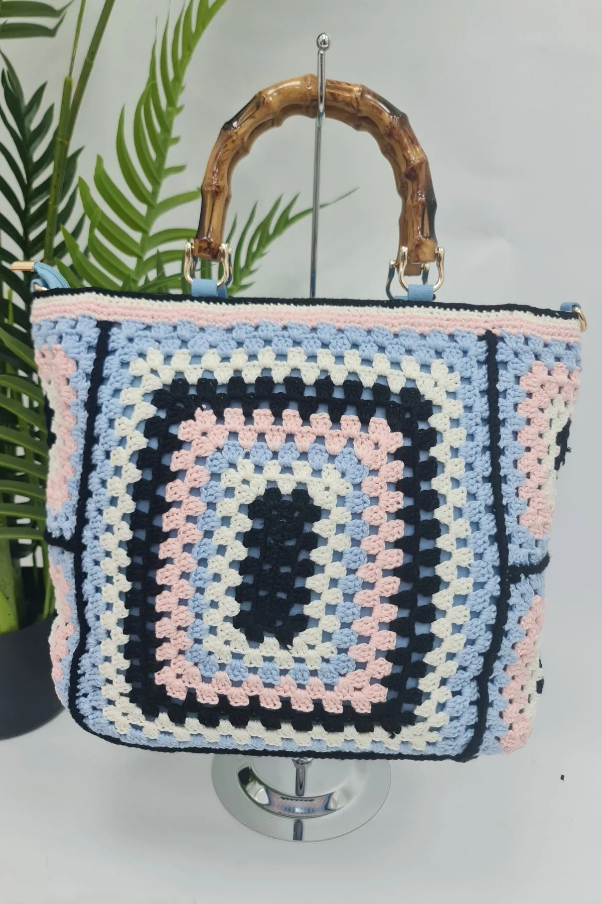 Multi Color Crochet Shoulder Bag