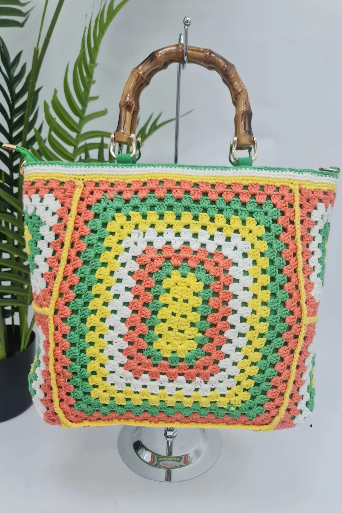 Multi Color Crochet Shoulder Bag