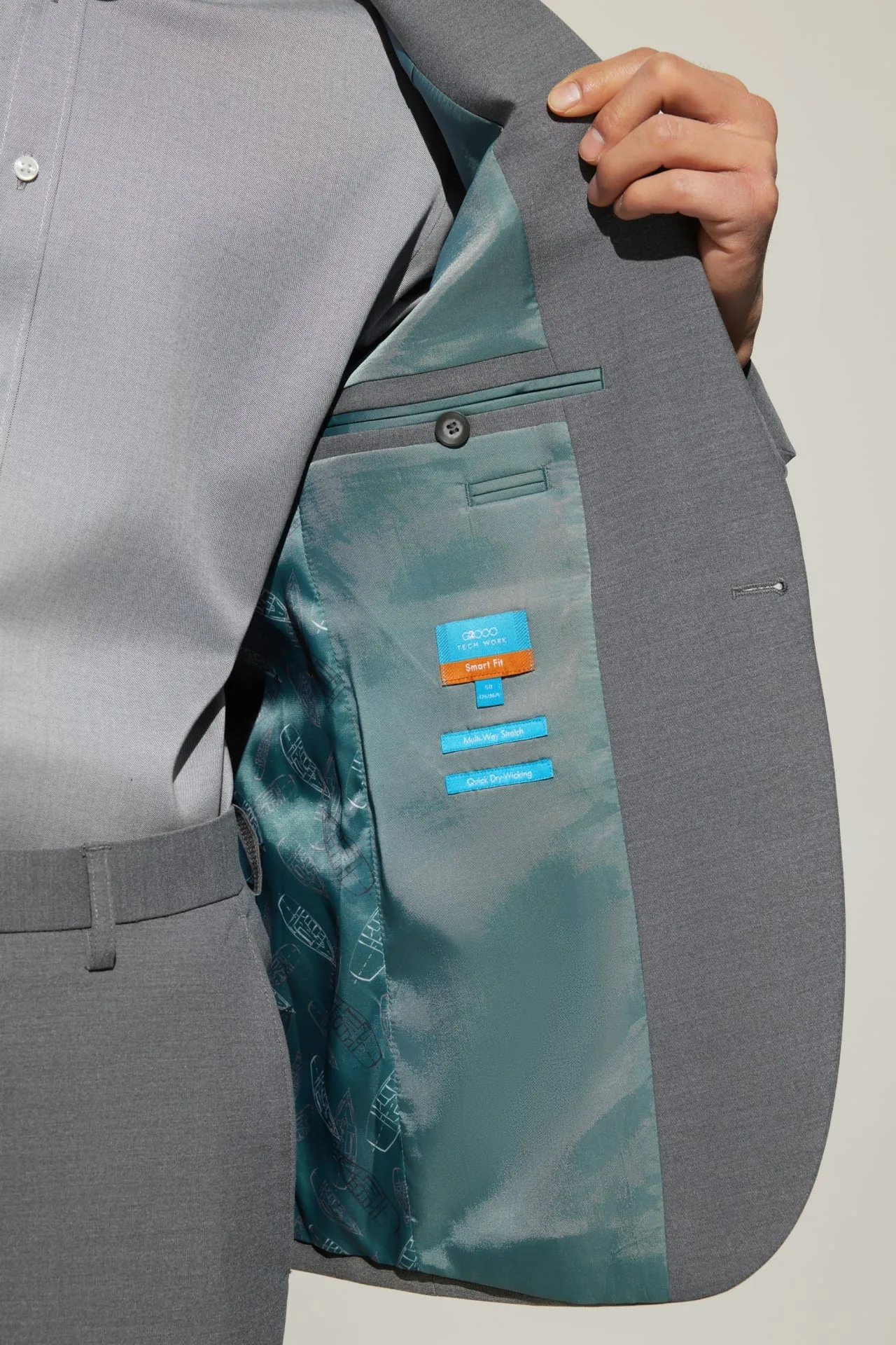 Multi-Way Stretch Smart Fit Plain Weave Suit Blazer