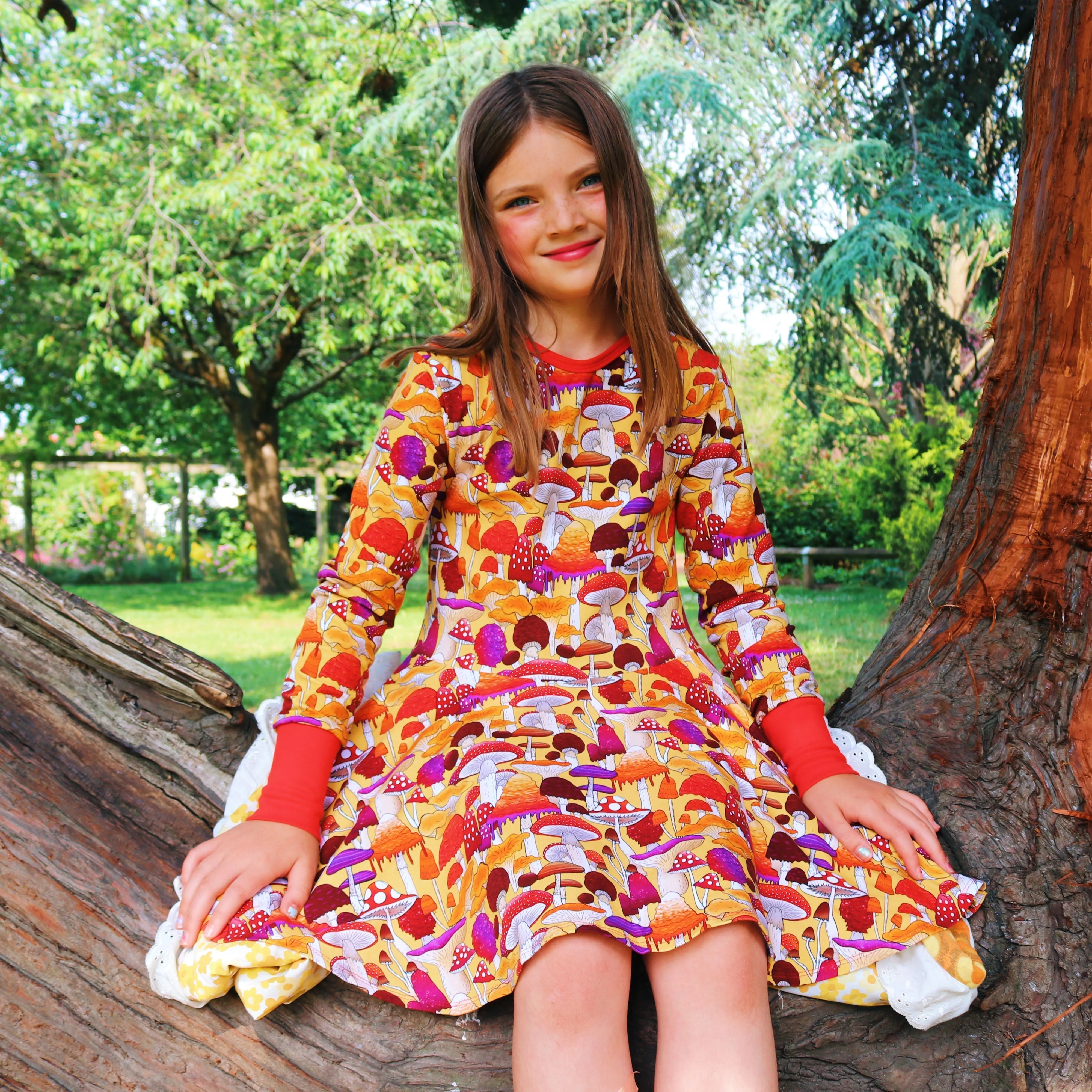 Mushroom Long Sleeve Dress - 1 Left Size 2-3 years