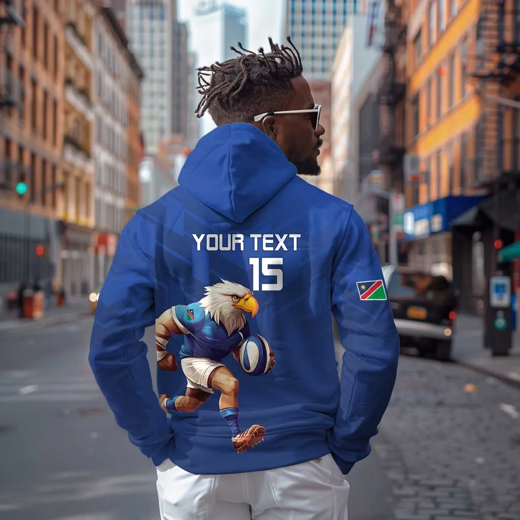 Namibia Rugby Custom Zip Hoodie Eagle Mascot - Sporty Style LT15