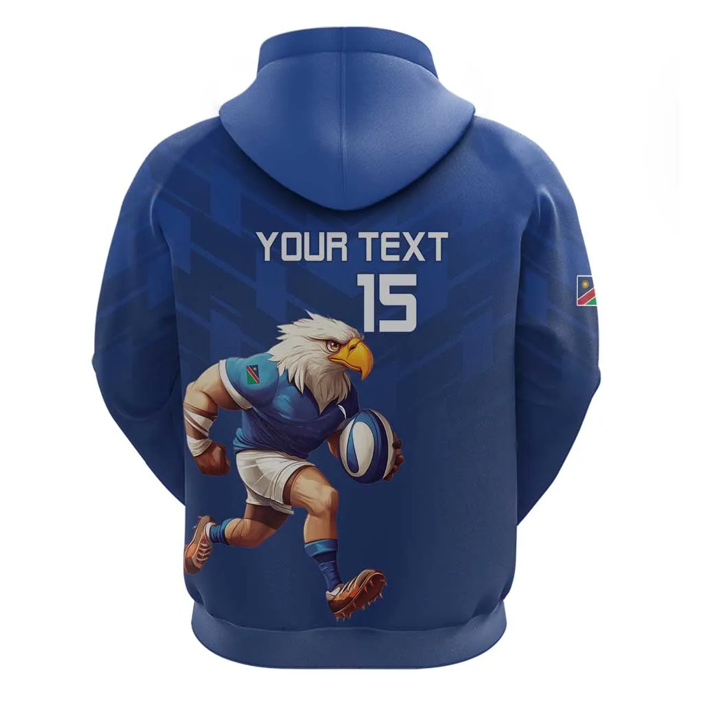 Namibia Rugby Custom Zip Hoodie Eagle Mascot - Sporty Style LT15