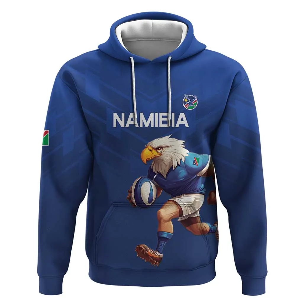 Namibia Rugby Custom Zip Hoodie Eagle Mascot - Sporty Style LT15