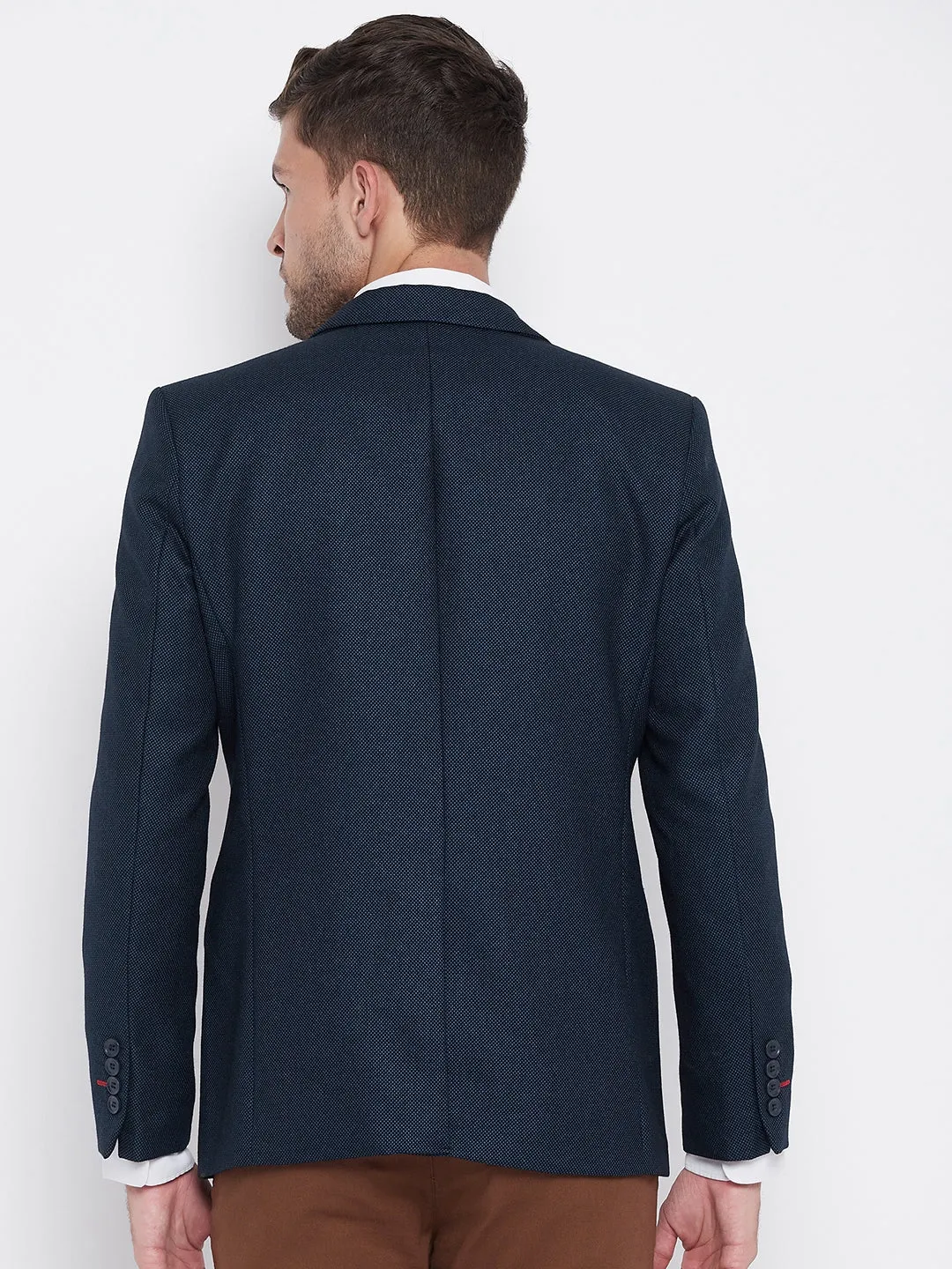 Navy Blue Notched Lapel Blazer
