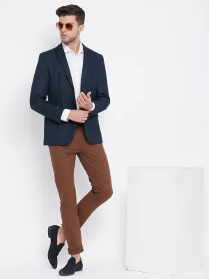 Navy Blue Notched Lapel Blazer