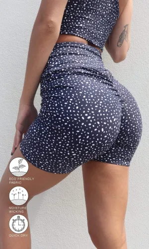 Navy Star Dust Eco Scrunch Bum Midi Shorts